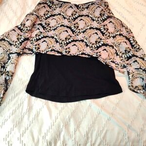 Beautiful Layered Black & Floral Blouse